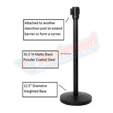 Black Stanchion Post with Retractable Belt (Set of 2)