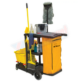 Janitor Cleaning Cart, 51" x 20" x 38", Plastic, Black